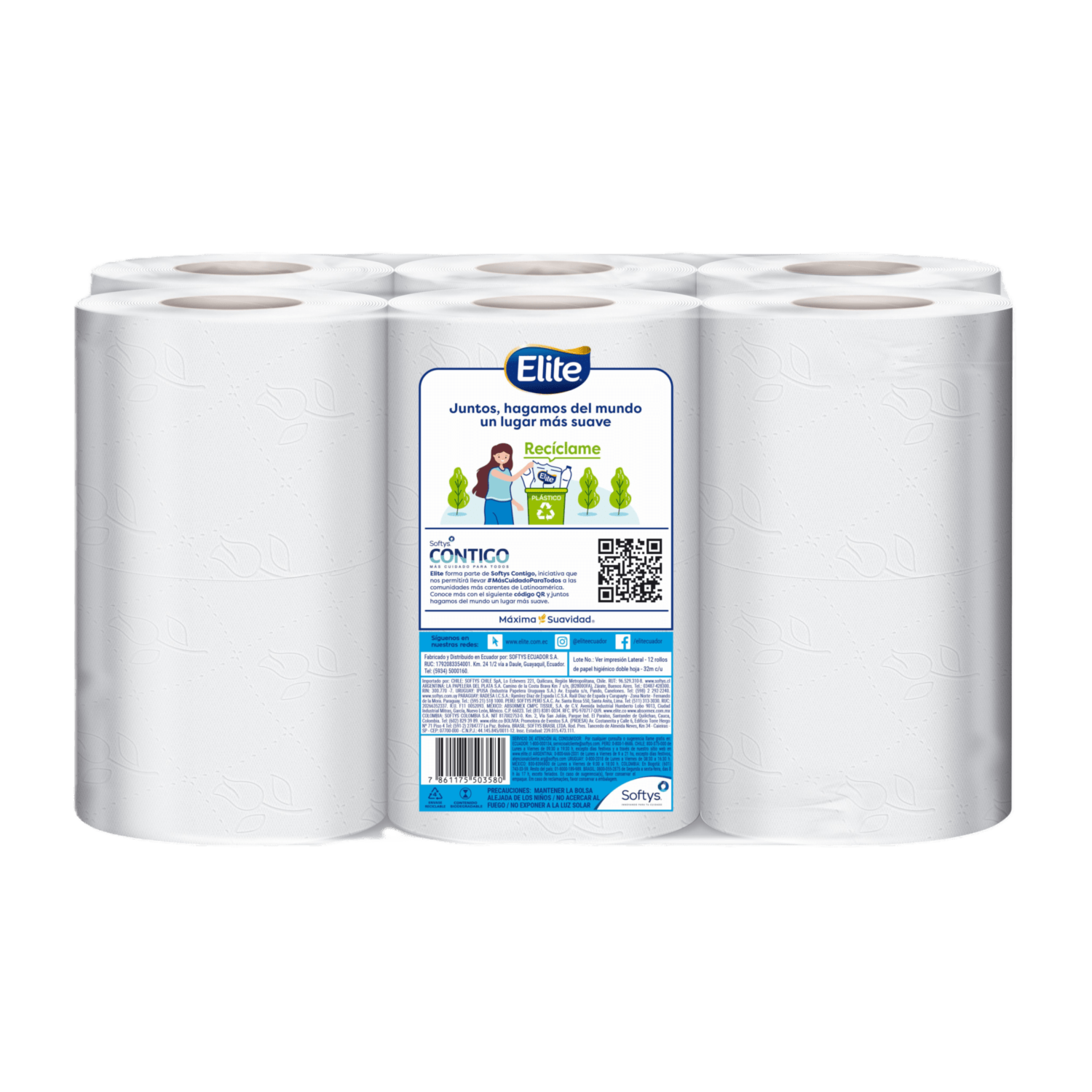 Papel Higiénico Con Manzanilla Extra Grande Doble Hoja ELITE 12 Rollos