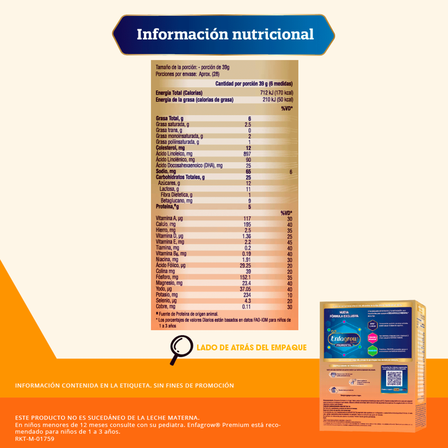 Leche Infantil Tercera Etapa Premium Prometal ENFAGROW 1100 G