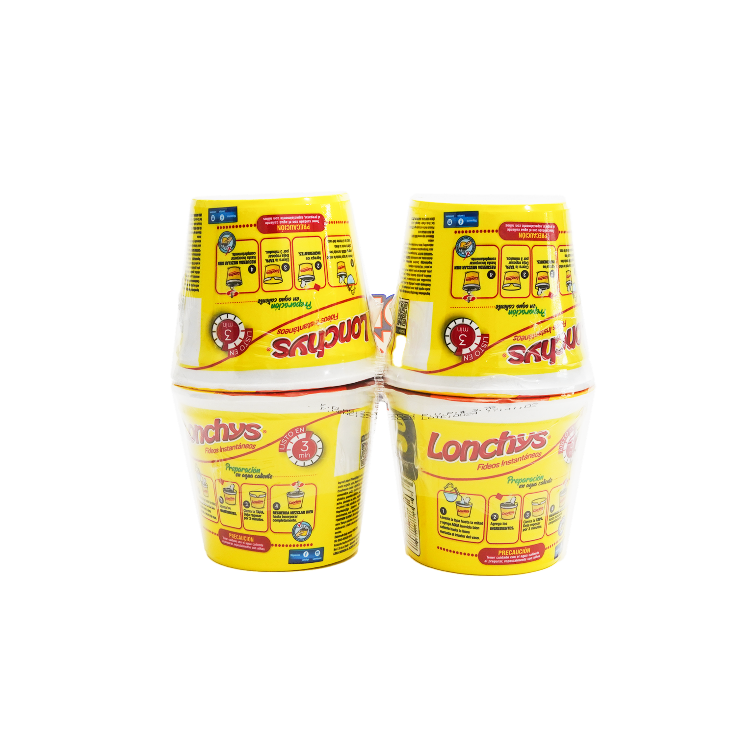 Pack De Fideo Sabor Pollo LONCHYS 4 X 65 Gr