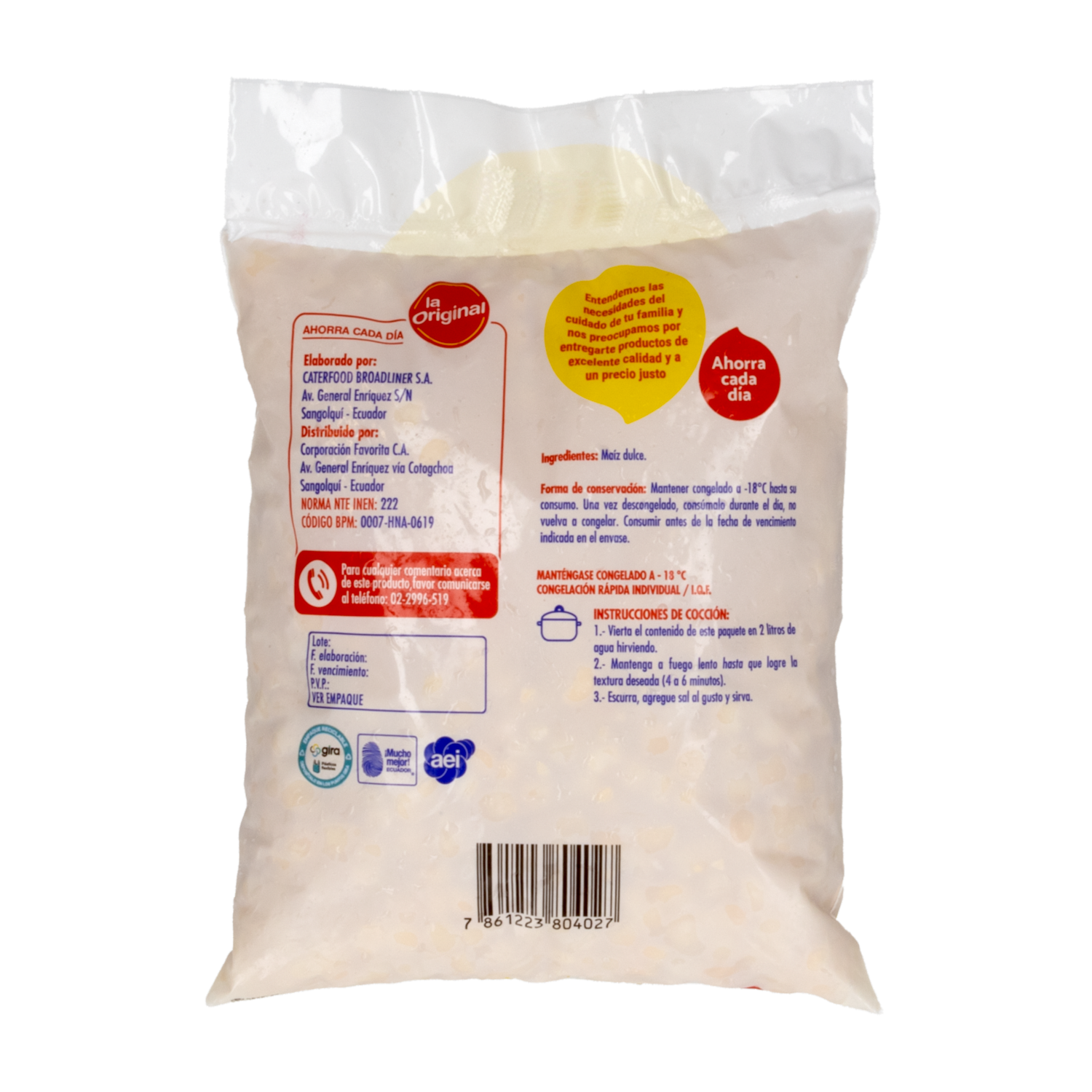Maíz Dulce Congelados LA ORIGINAL 500 G