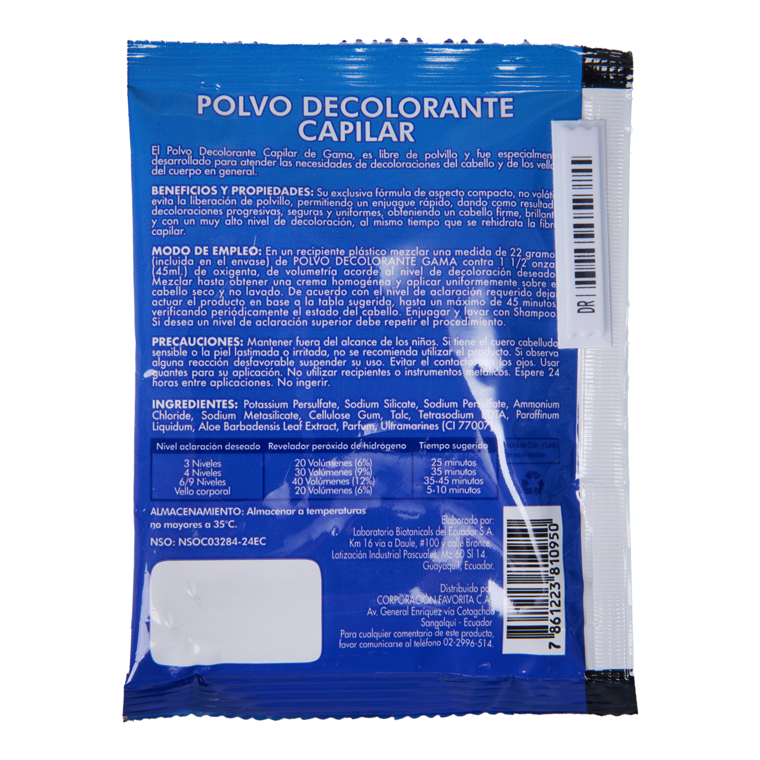 Polvo Decolorante En Polvo Ultramechas Fórmula No Volátil GAMA 22 G