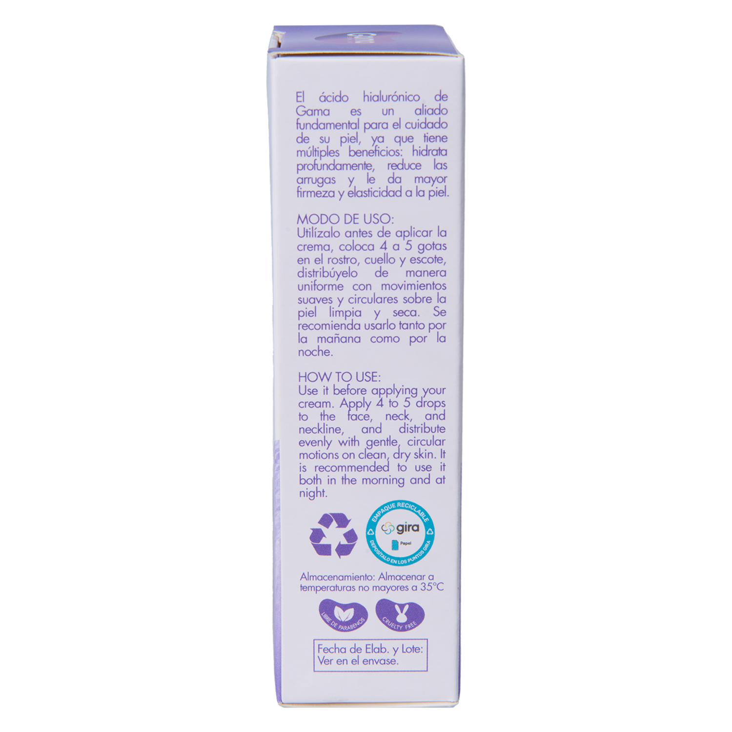 Sérum Facial Antiedad Con Ácido Hialurónico Para Día Y Noche GAMA 30 Ml