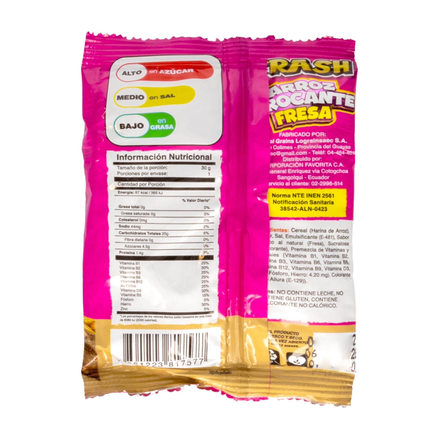 Cereal Crocante Sabor A Fresa KRASH 30 G