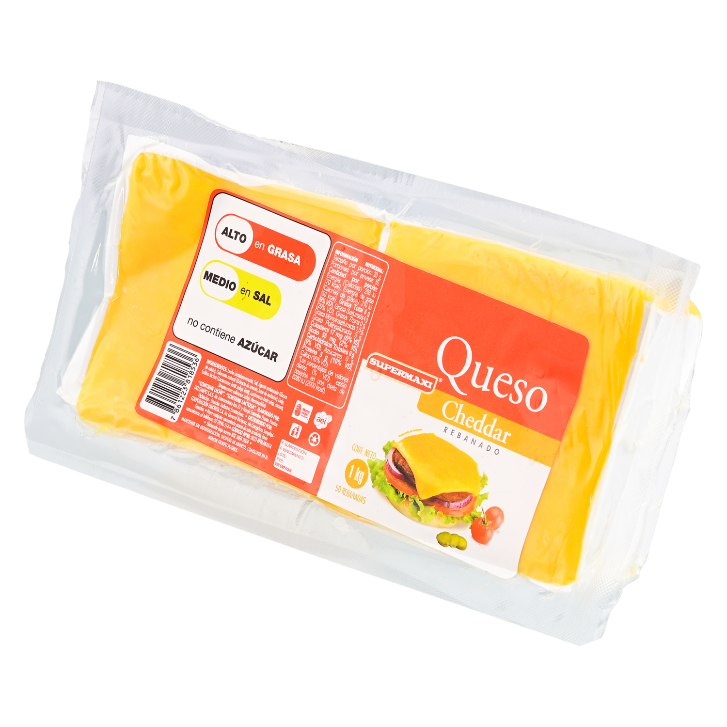 Queso Cheddar Rebanado SUPERMAXI 1000 G