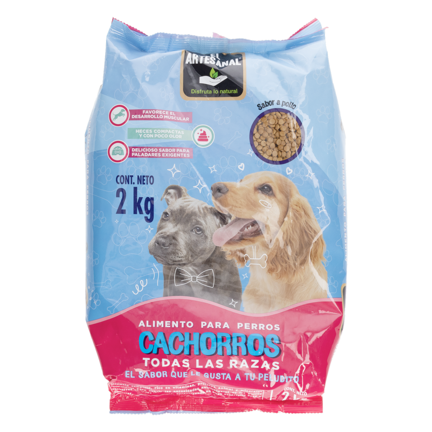 Alimento Para Perros Cachorros Todas Las Razas Sabor A Pollo EL ARTESANAL 2 Kg