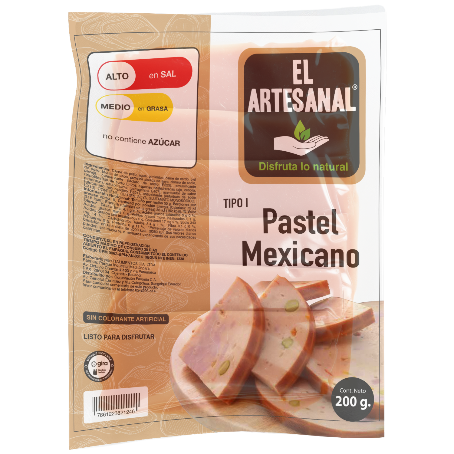 Pastel Mexicano Tipo I EL ARTESANAL 200 G
