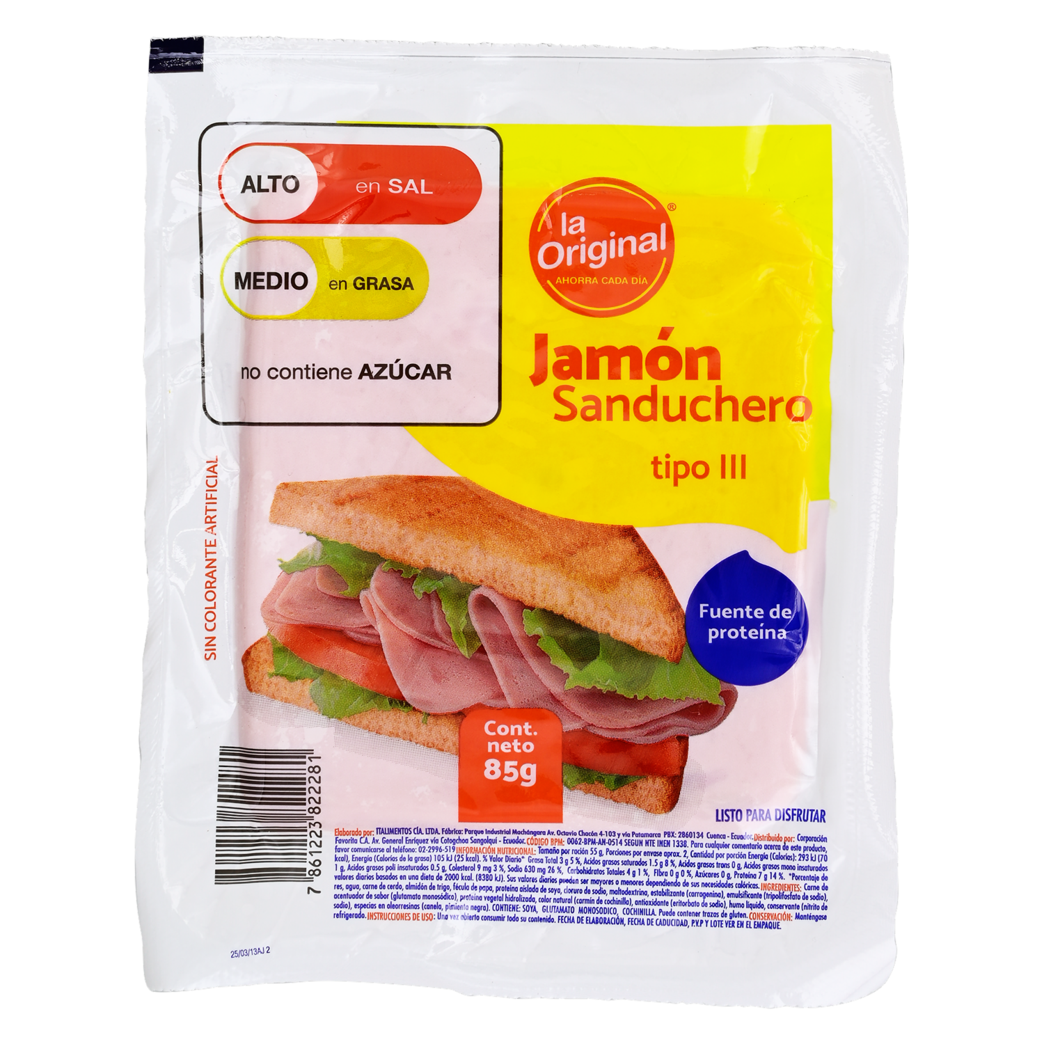 Jamón Sanduchero Tipo 1 LA ORIGINAL 85 G
