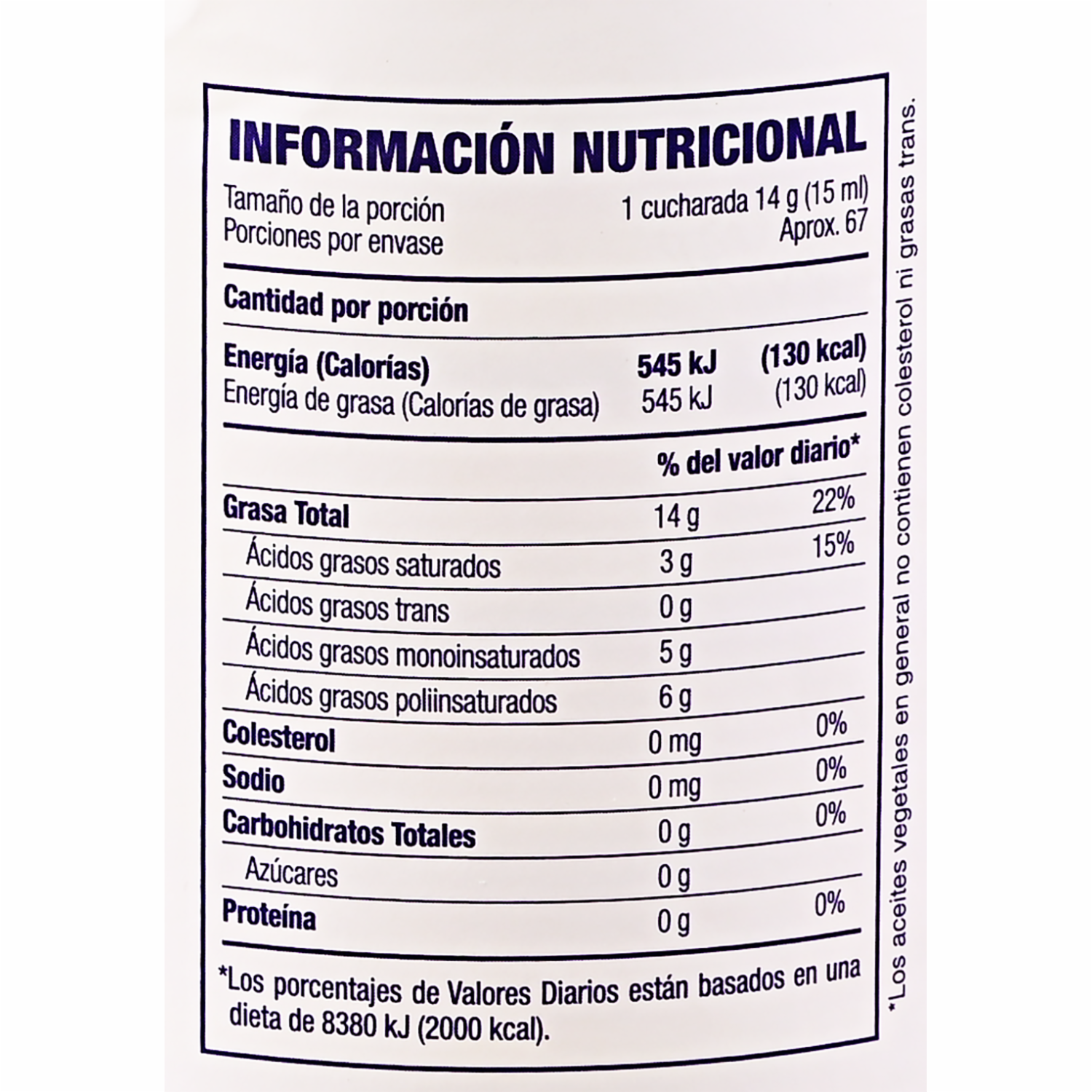 Aceite Comestible Vegetal LA ORIGINAL 1000 Ml