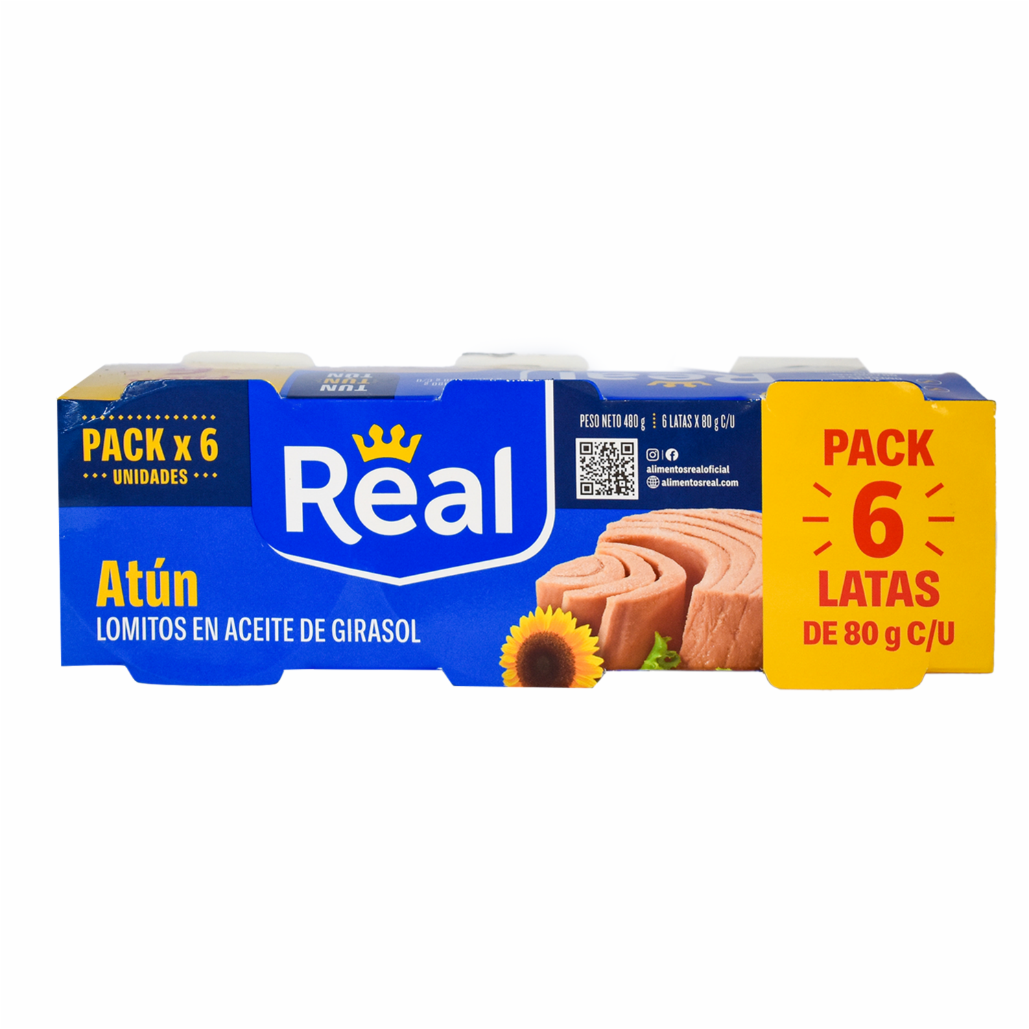 Atún Lomitos En Aceite De Girasol REAL 6 X 80 G
