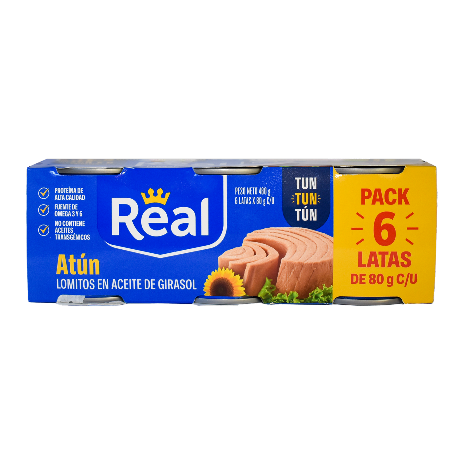 Atún Lomitos En Aceite De Girasol REAL 6 X 80 G