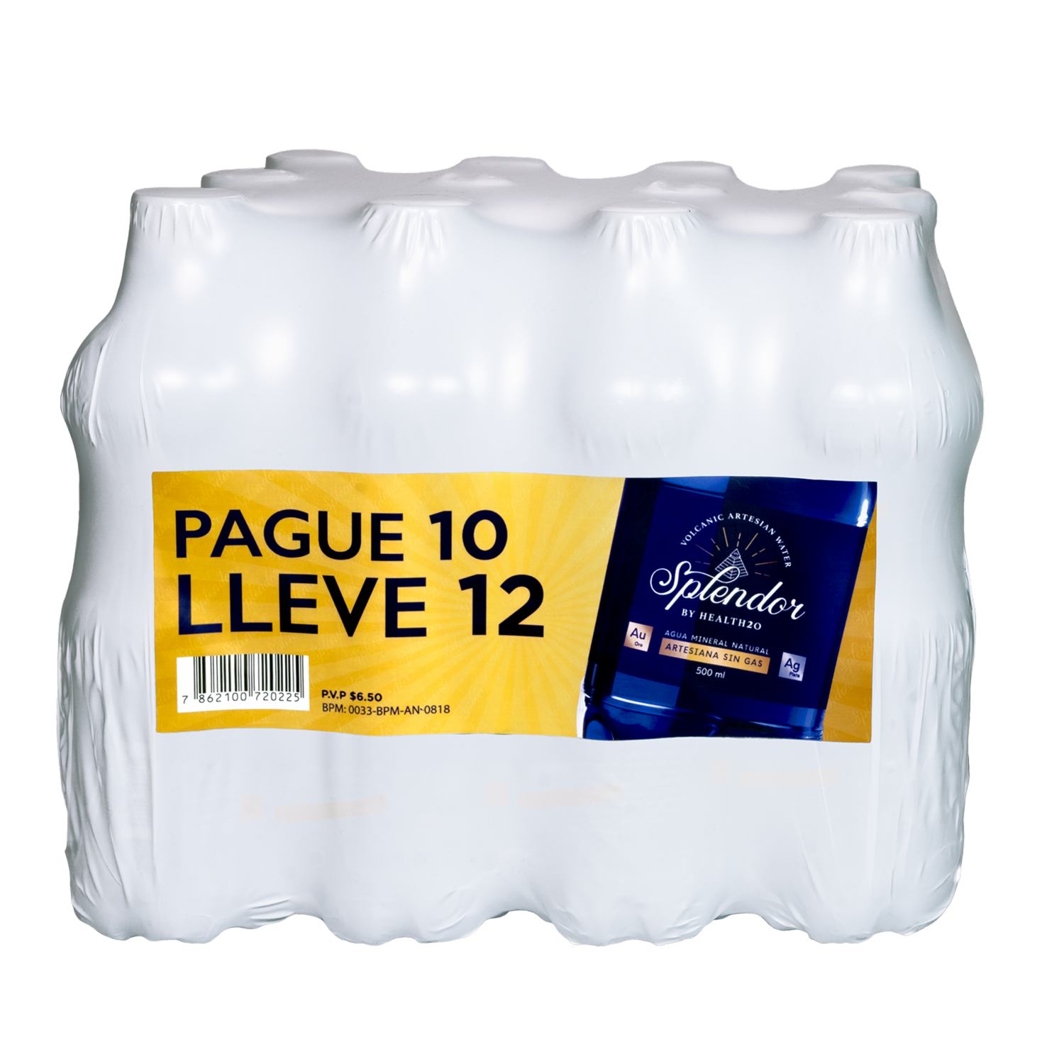 Agua Sin Gas Mineral Natural Artesiana SPLENDOR 12 X 500 Ml