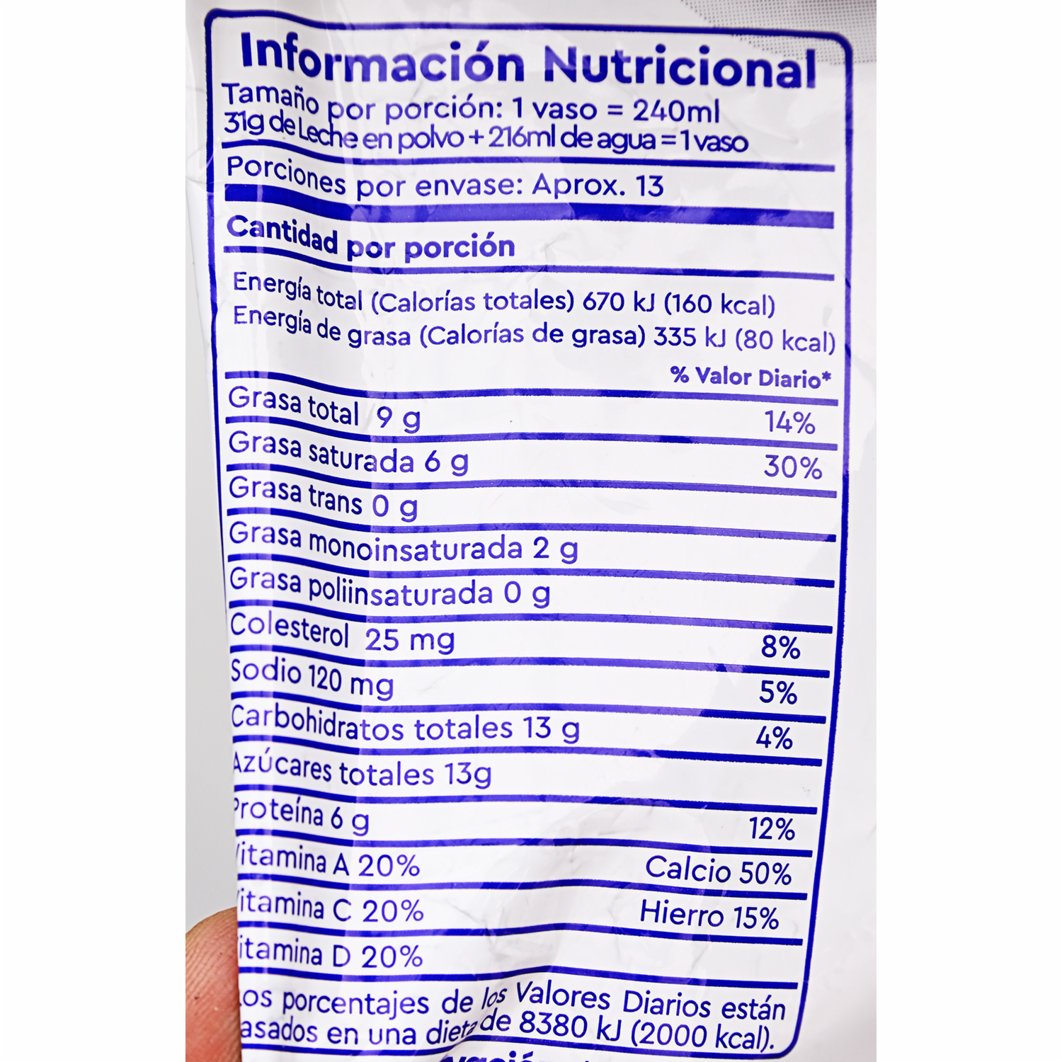Leche Entera Modificada EL ORDEÑO Funda