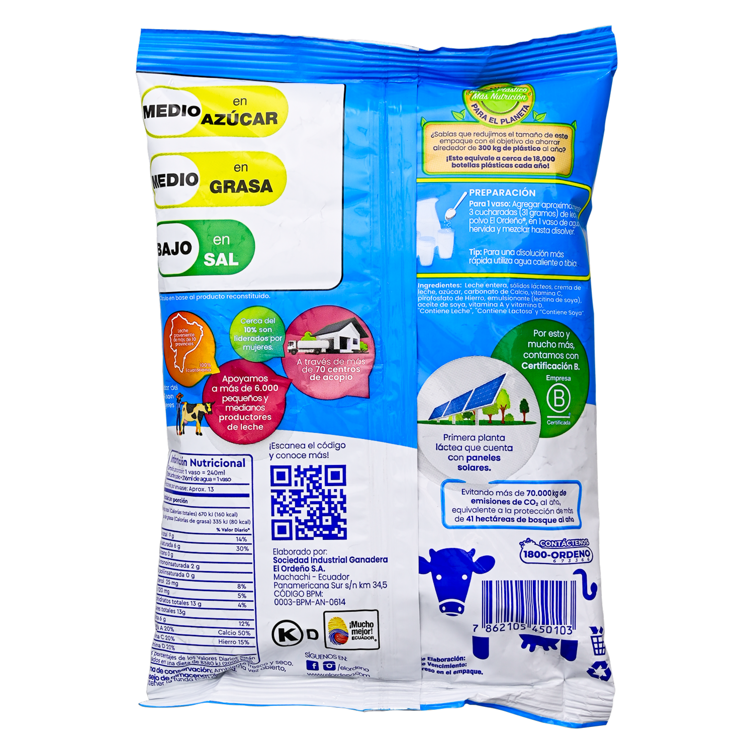 Leche Entera Modificada EL ORDEÑO Funda