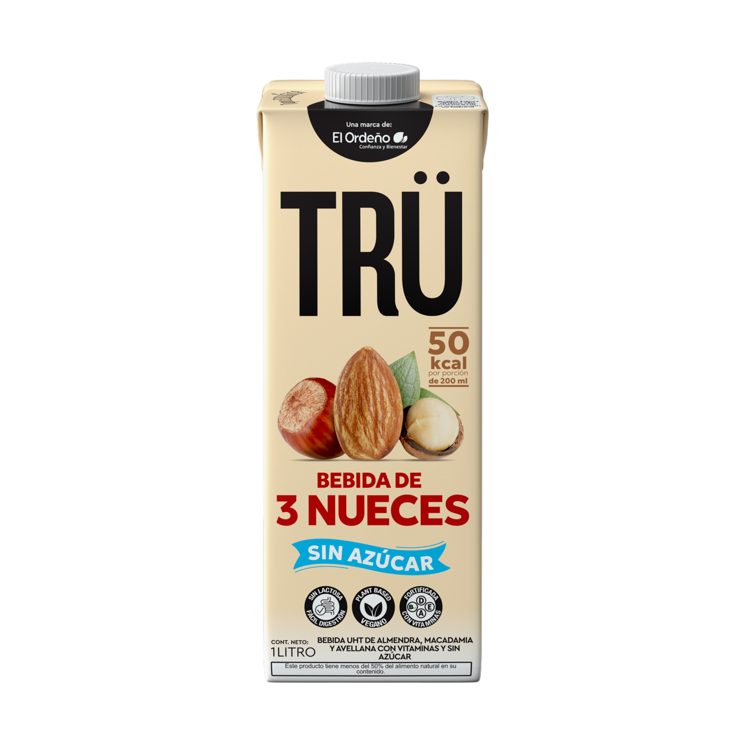 Bebida De Nueces Almendras, Avellanas Y Macadamias Sin Azúcar TRÜ 1 Litro