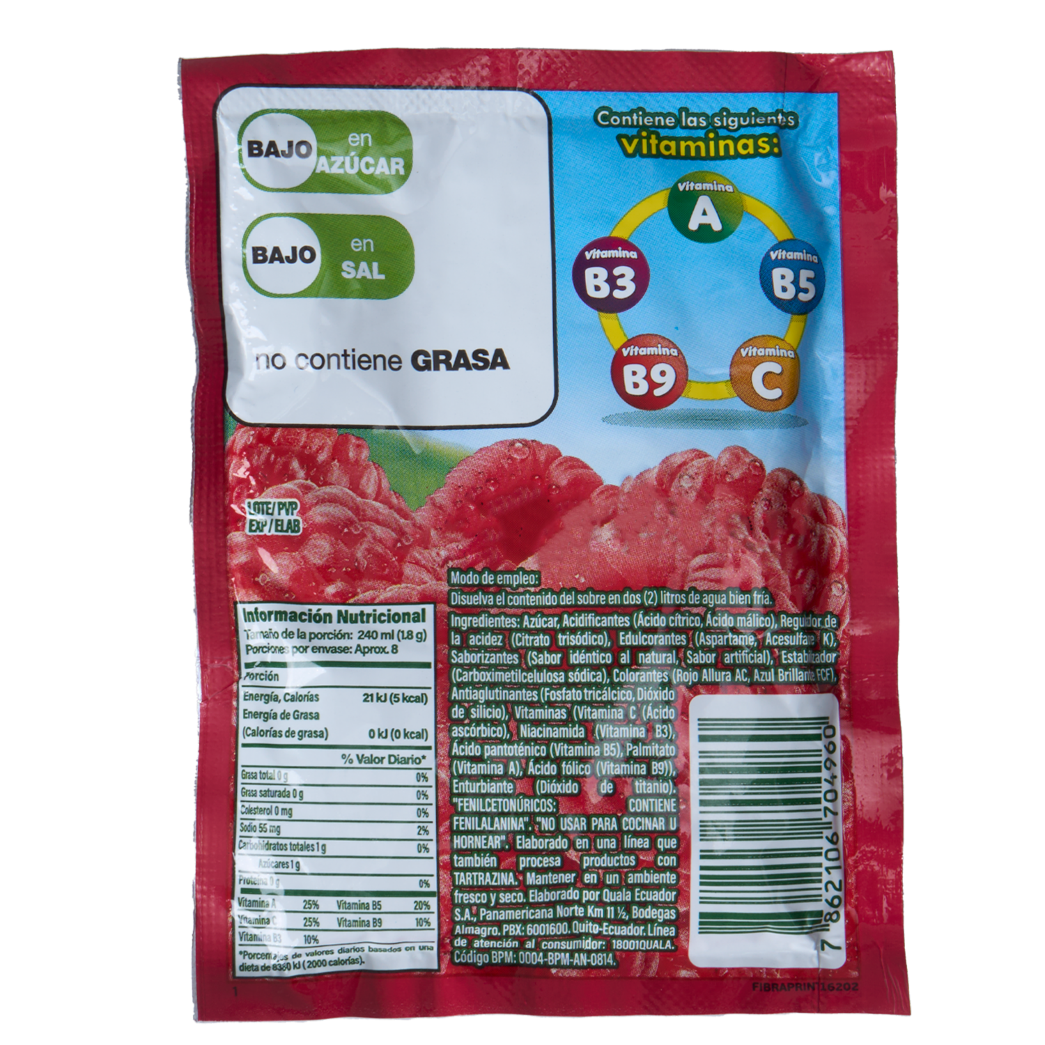 Bebida En Polvo Frambuesa YA 15 G