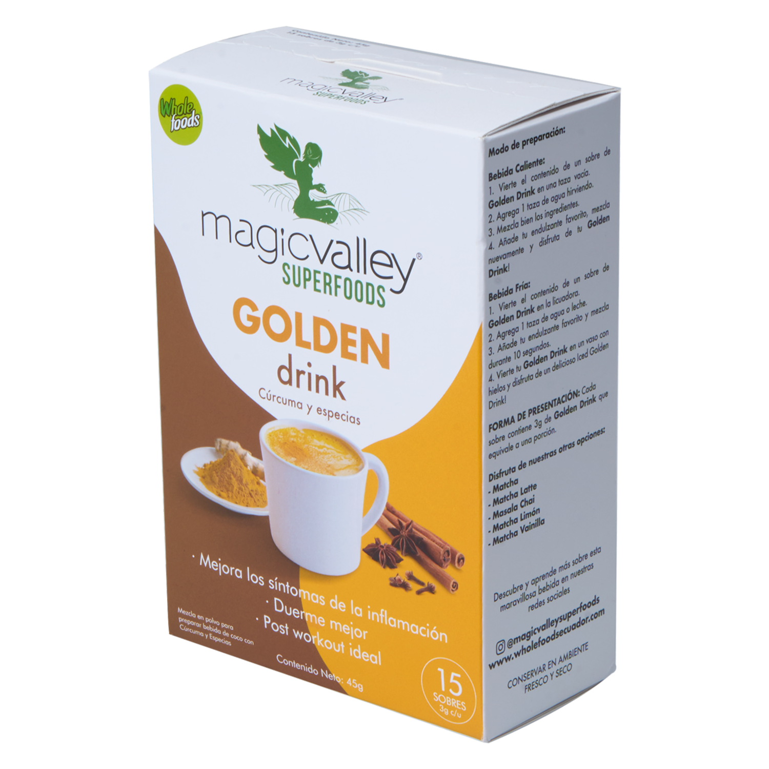 Té En Polvo De Coco Cúrcuma Y Especias Golden Drink MAGIC VALLEY SUPERFOODS 45 G