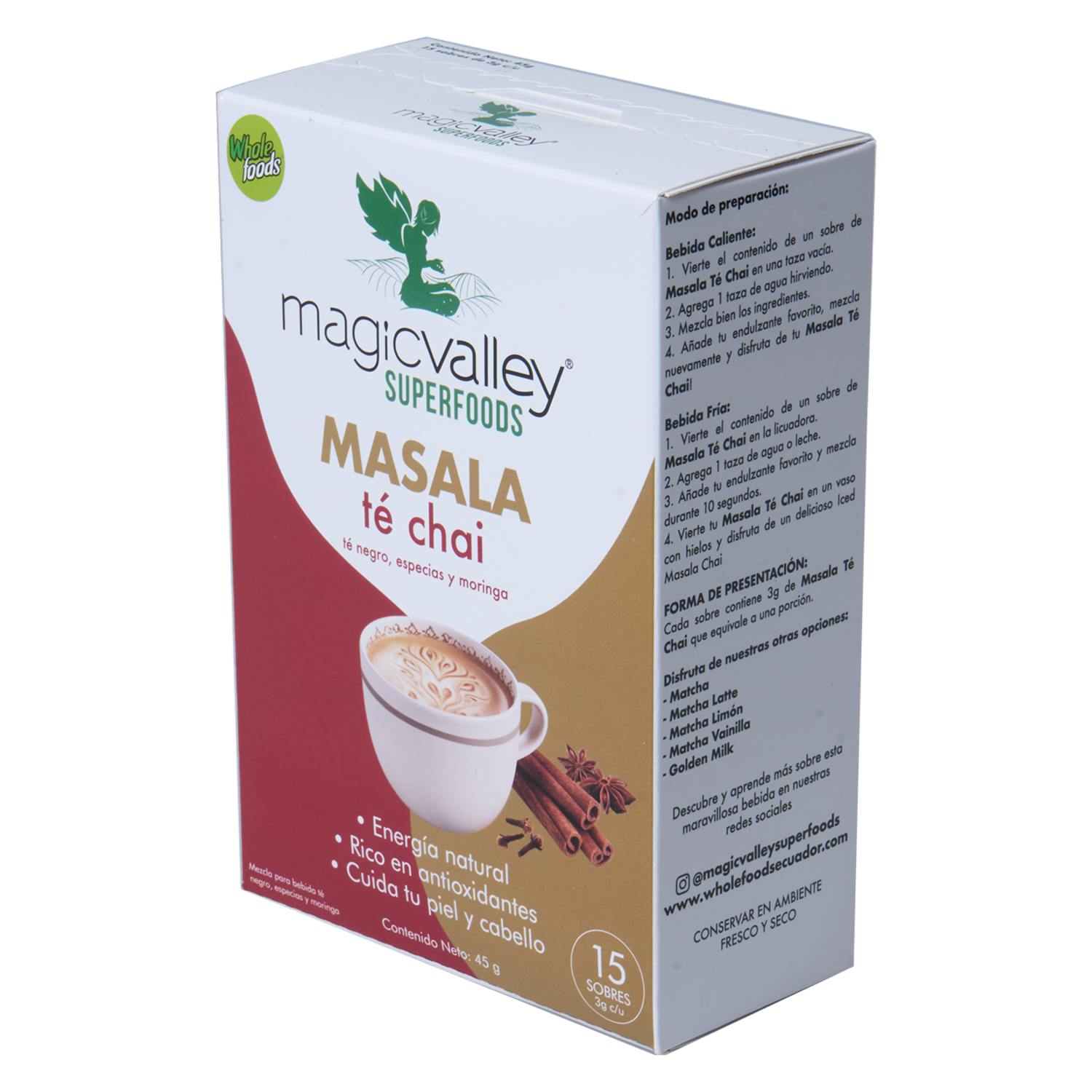 Té En Polvo Negro En Polvo Especias Y Moringa Masala MAGIC VALLEY SUPERFOODS 45 G