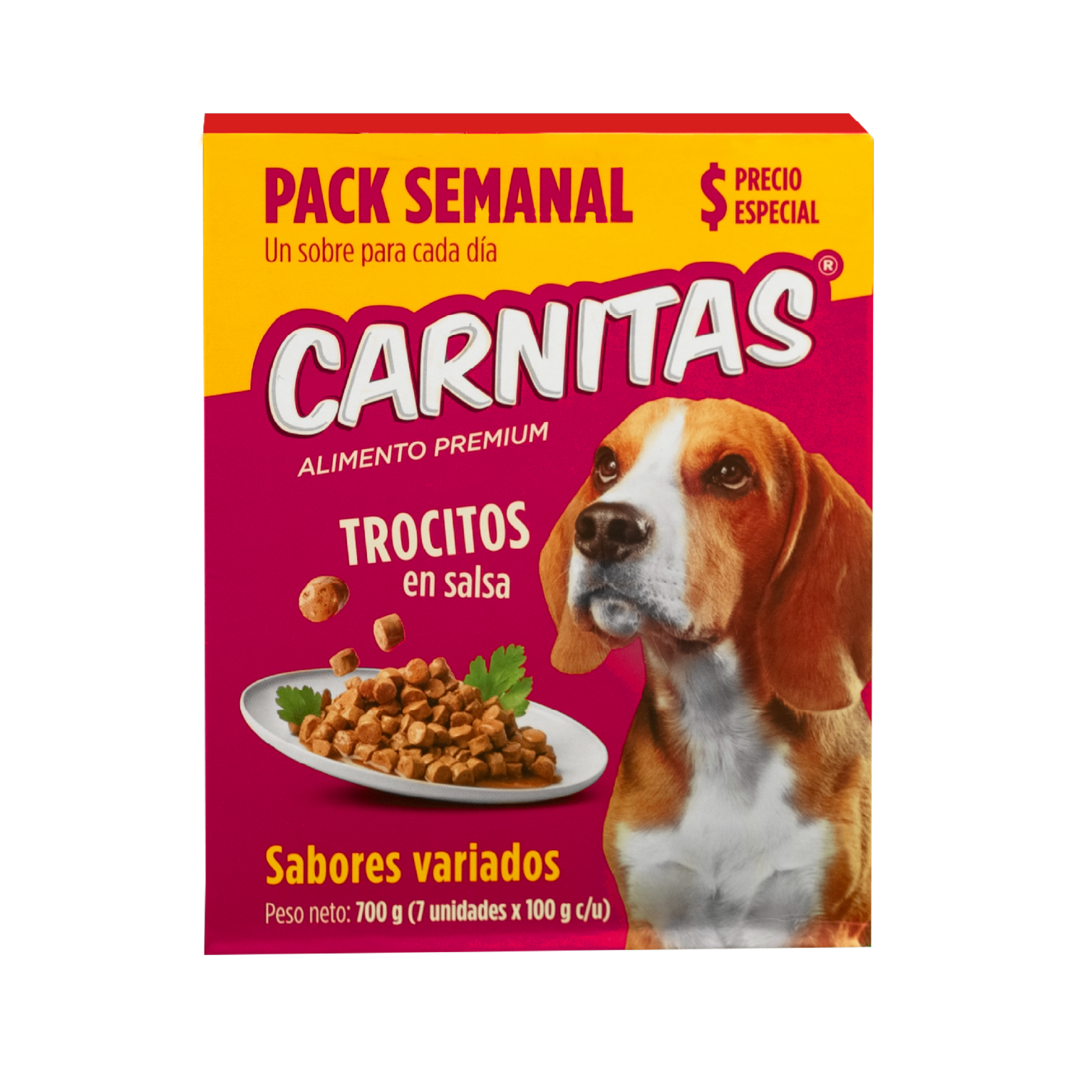 Alimento Húmedo Para Perros Trocitos En Salsa Sabores Variados CARNITAS 7 X 100 G