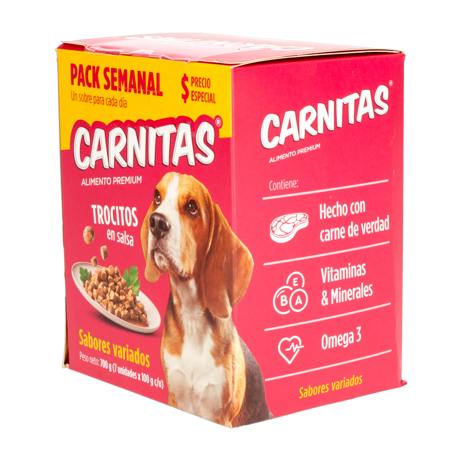 Alimento Húmedo Para Perros Trocitos En Salsa Sabores Variados CARNITAS 7 X 100 G