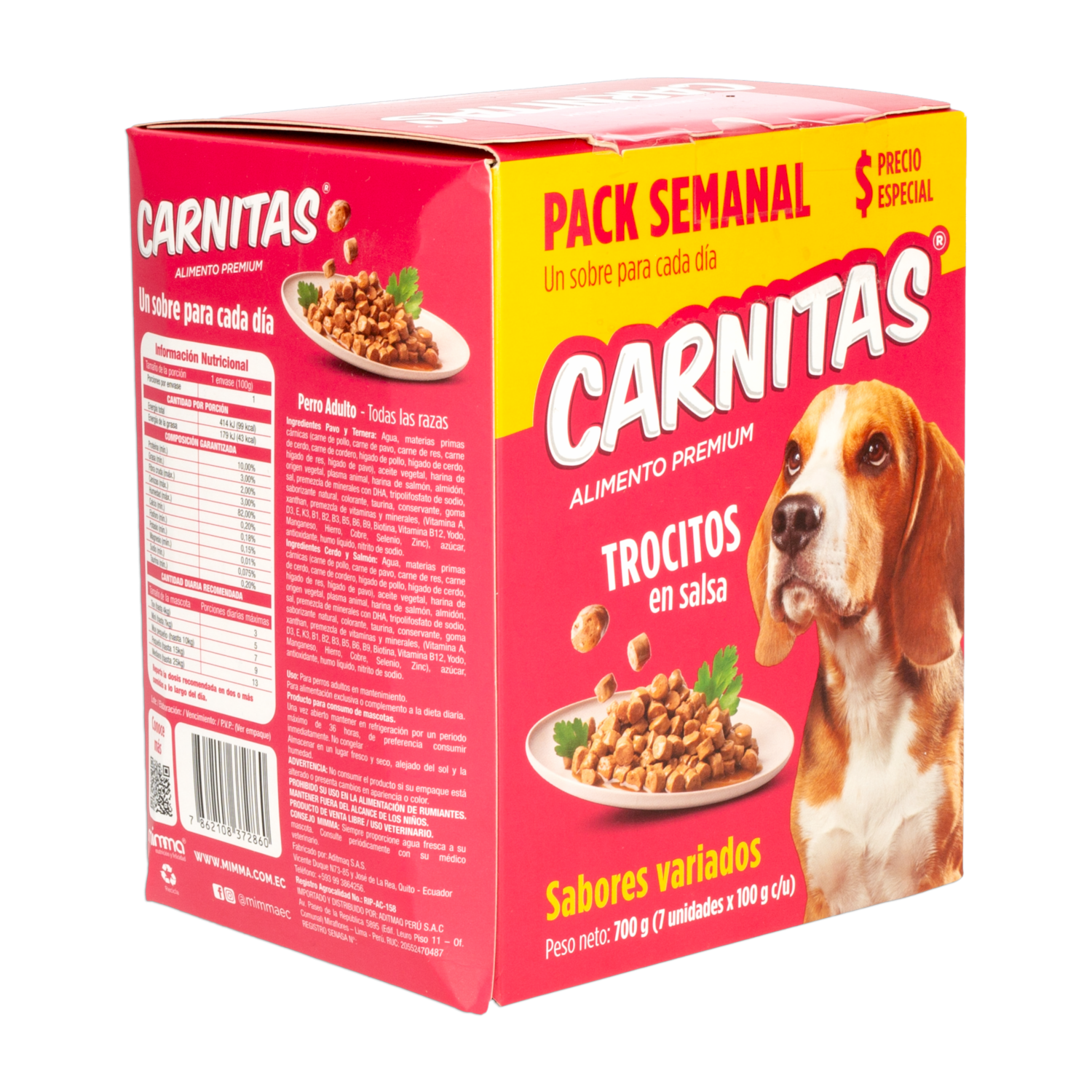 Alimento Húmedo Para Perros Trocitos En Salsa Sabores Variados CARNITAS 7 X 100 G