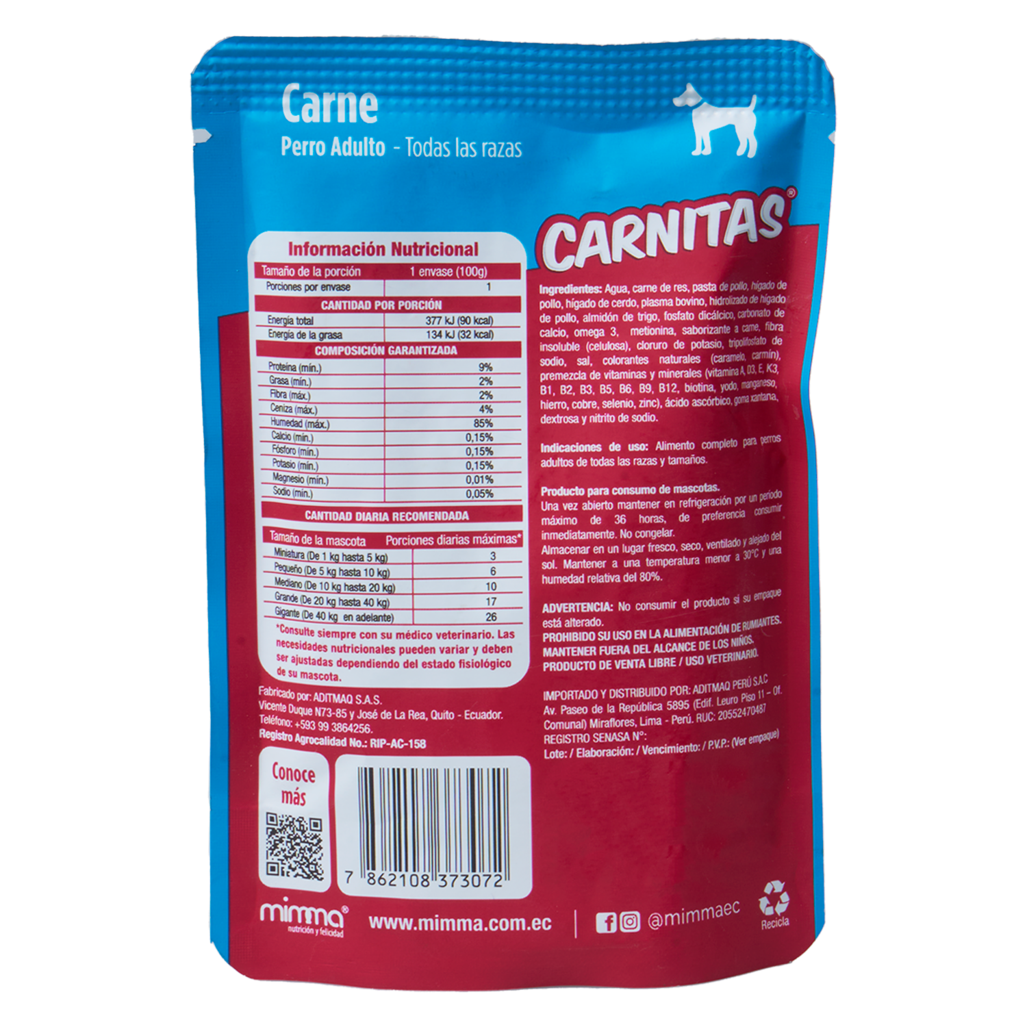 Alimento Húmedo Para Perros Trocitos De Carne En Salsa CARNITAS 100 G
