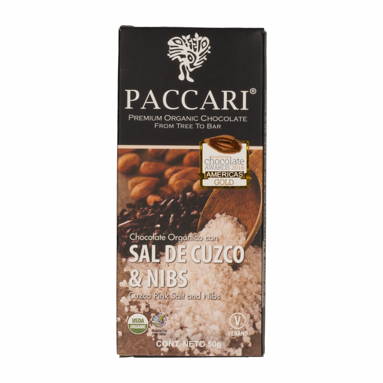 Chocolate Orgánico Sal Y Nibs PACCARI Tableta
