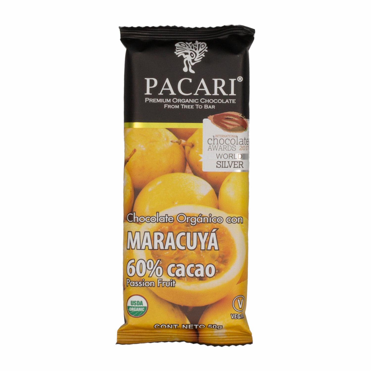 Chocolate Orgánico Con Maracuyá PACCARI Tableta