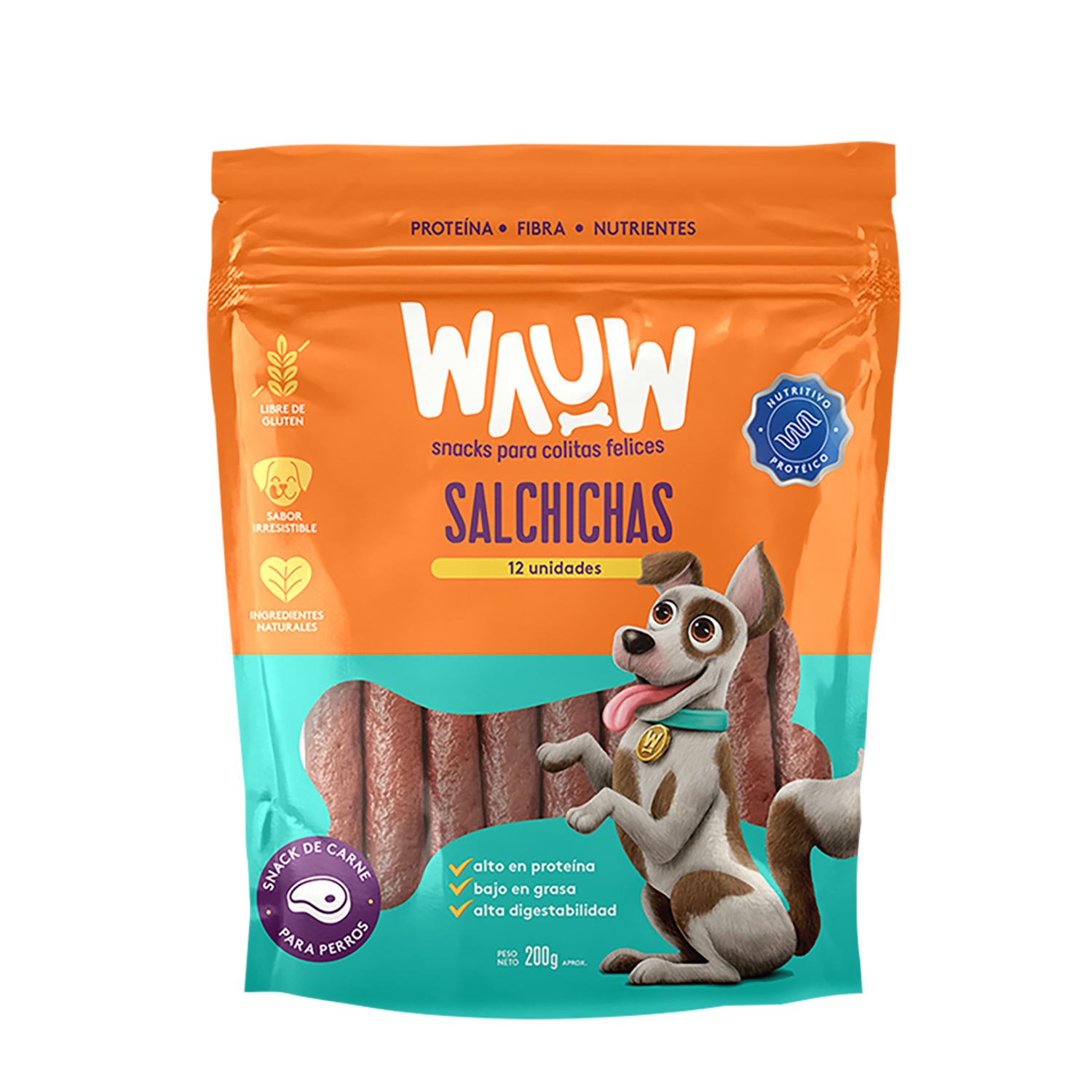 Snack Para Perros Salchichas Masticables WAUW 200 G