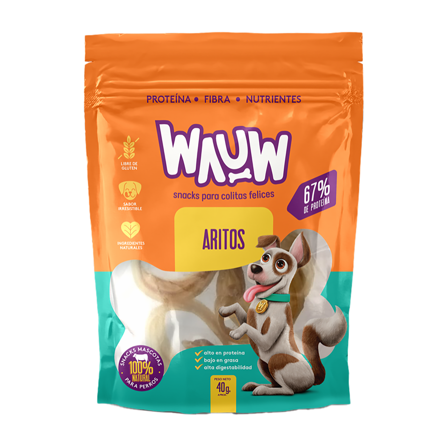 Snack Para Perros Aritos Masticables WAUW 40 G