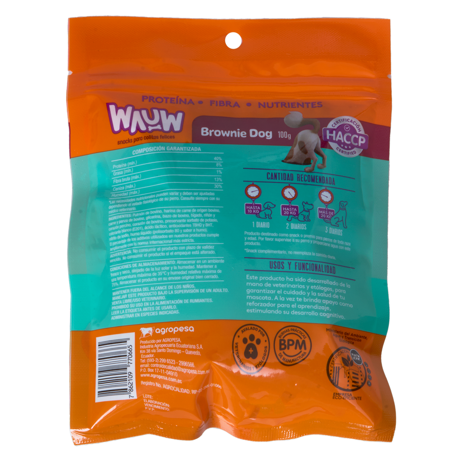 Snack Para Perros Brownie Dog WAUW 100 G