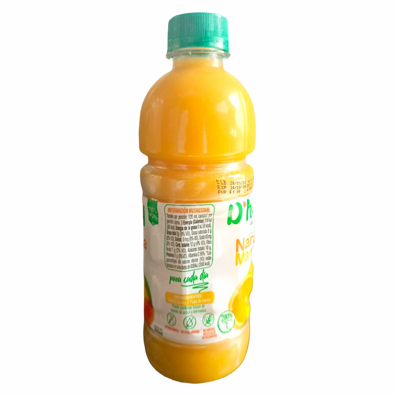 Jugo De Naranja Y Mango 100 % Natural D`HOY 355 Ml