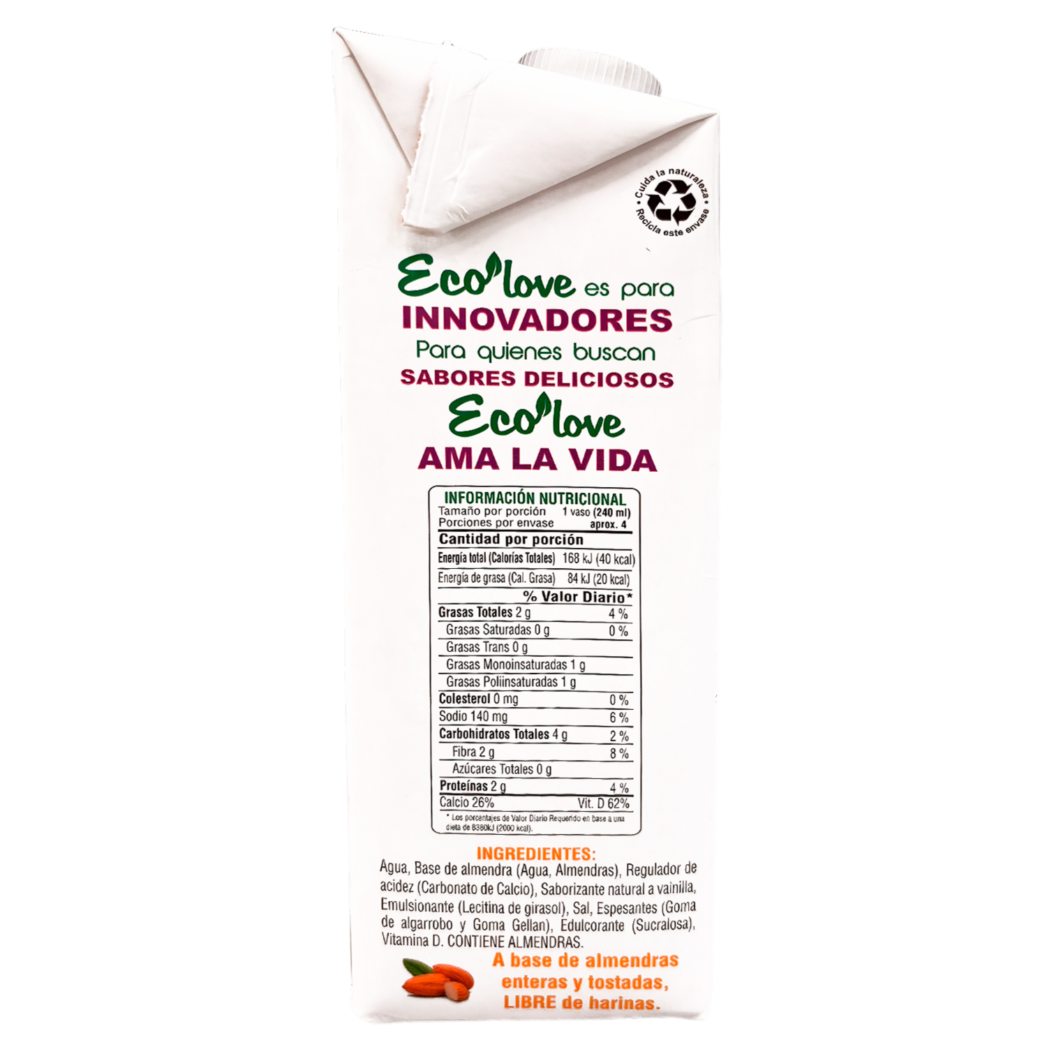 Bebidas De Almendras Sabor A Vainilla ECOLOVE 1000 Ml