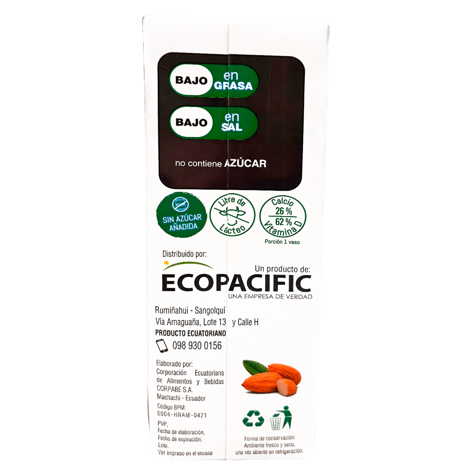 Bebidas De Almendras Sabor A Vainilla ECOLOVE 1000 Ml