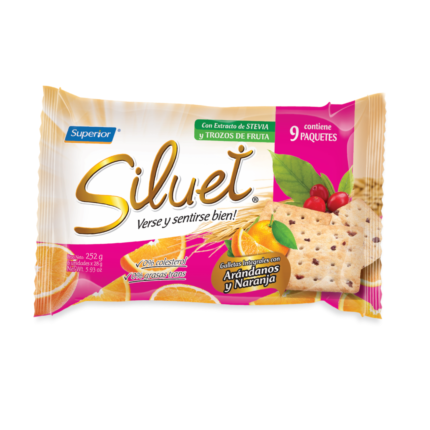 Galletas Integrales De Arándanos Y Naranja SILUET 252 G