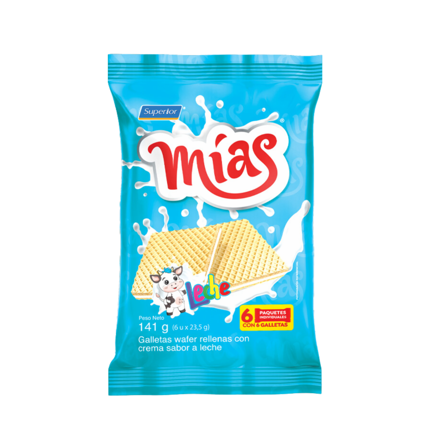 Galletas Dulces Waffer Con Crema Sabor A Leche MÍAS 141  G