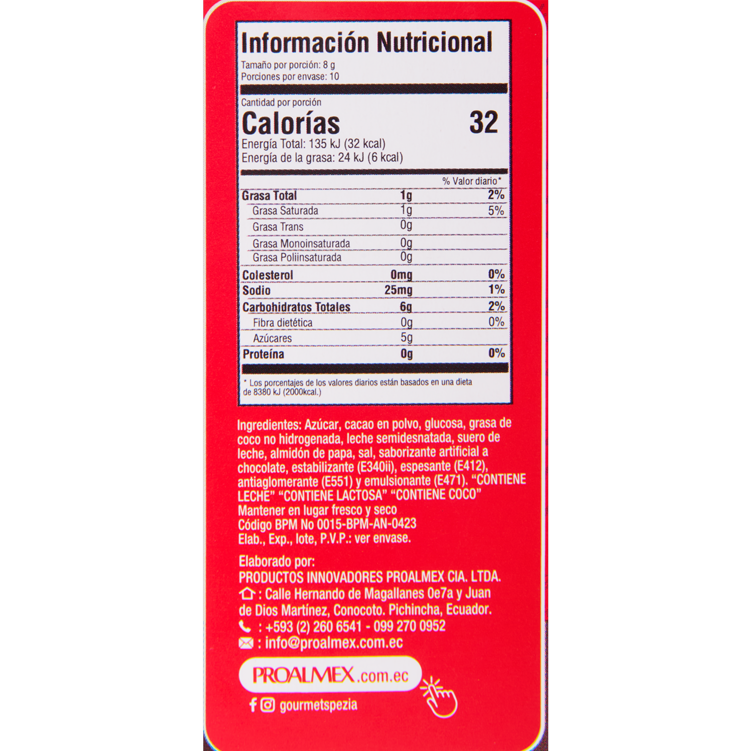 Chocolate En Capsulas Para Maquinas Nespreso SPEZIA 10 X 8 G