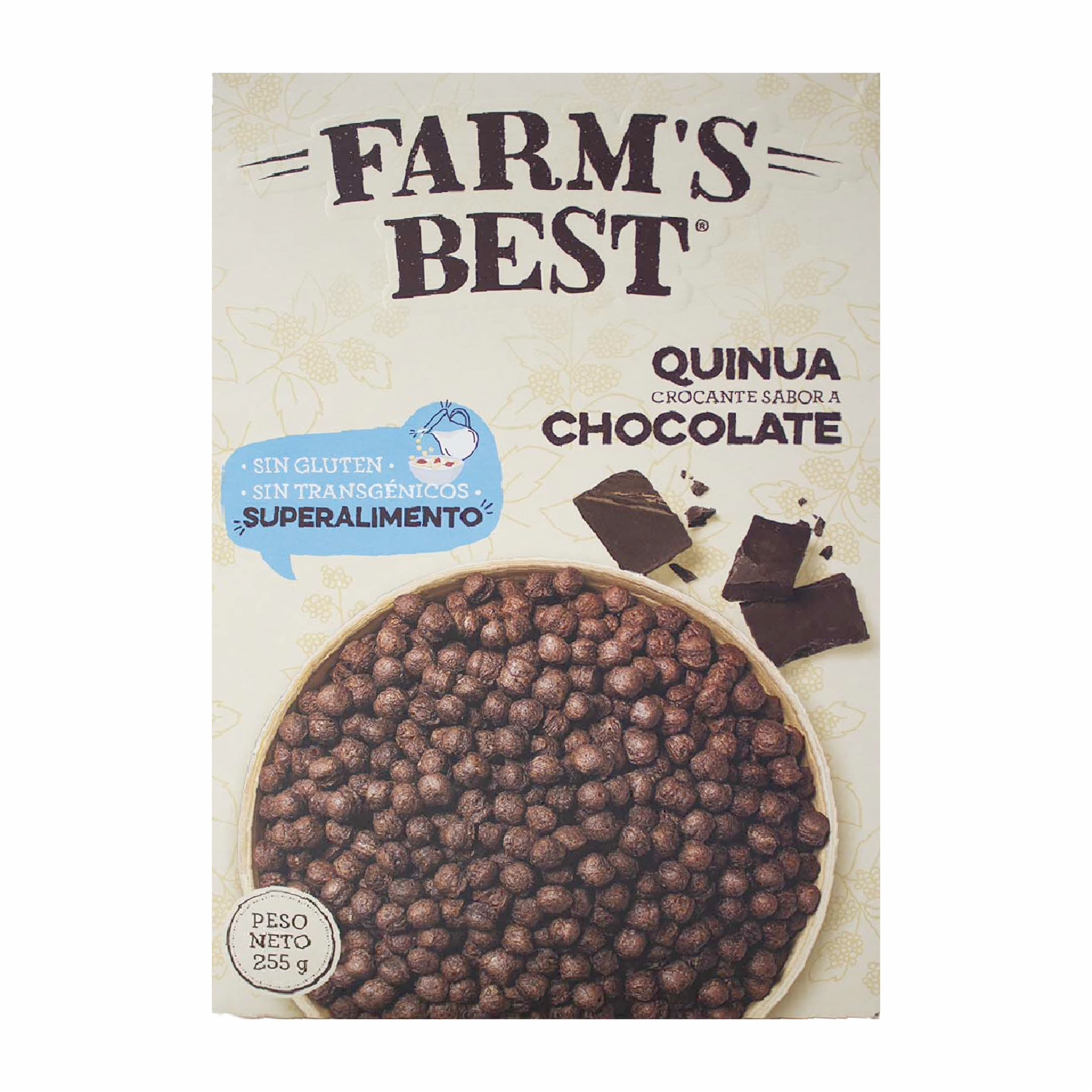 Cereal De Quinua Crocante Sabor A Chocolate Sin Gluten FARM´S BEST 255 G