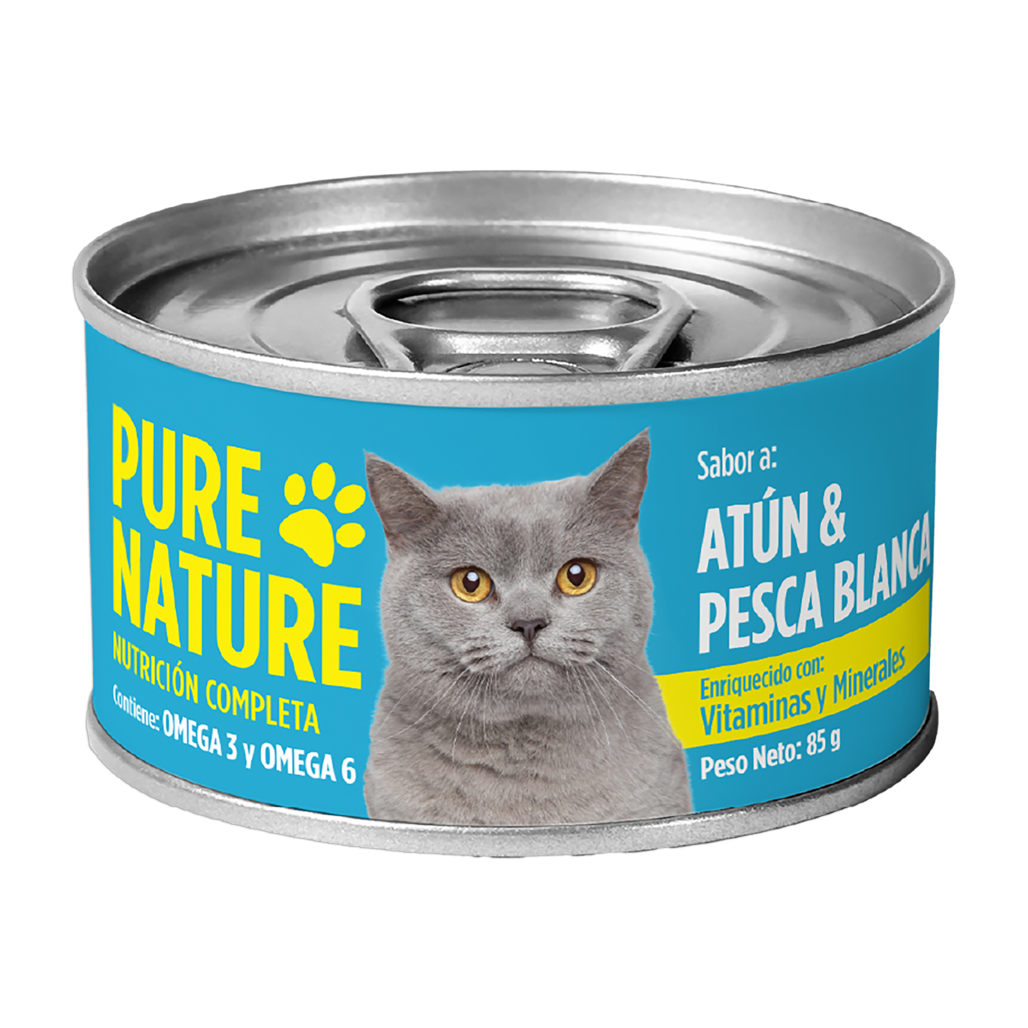 Alimento Húmedo Para Gatos De Atún Con Pesca Blanca PURE NATURE 85 G