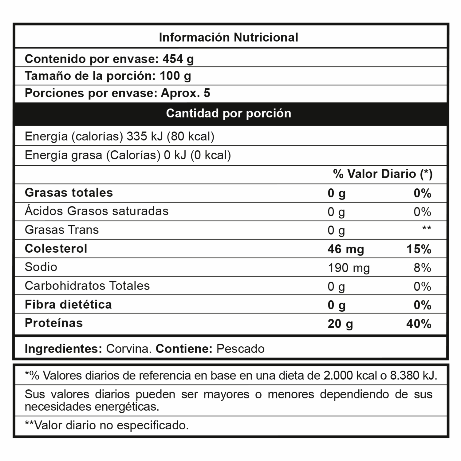 Pescado Corvina Premium SAN MATEO 454 G