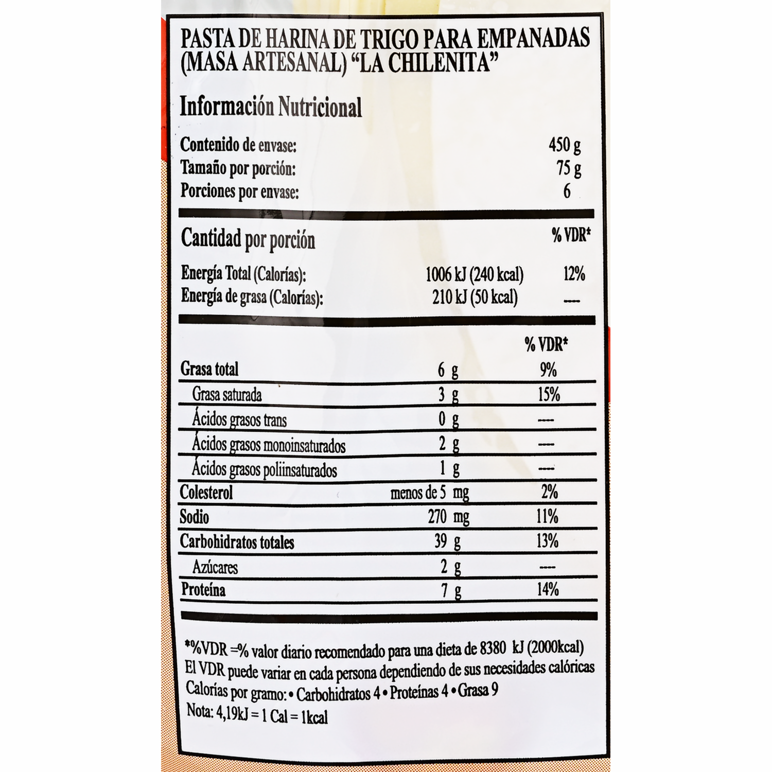 Masa Para Empanadas De Harina De Trigo LA CHILENITA 450 G