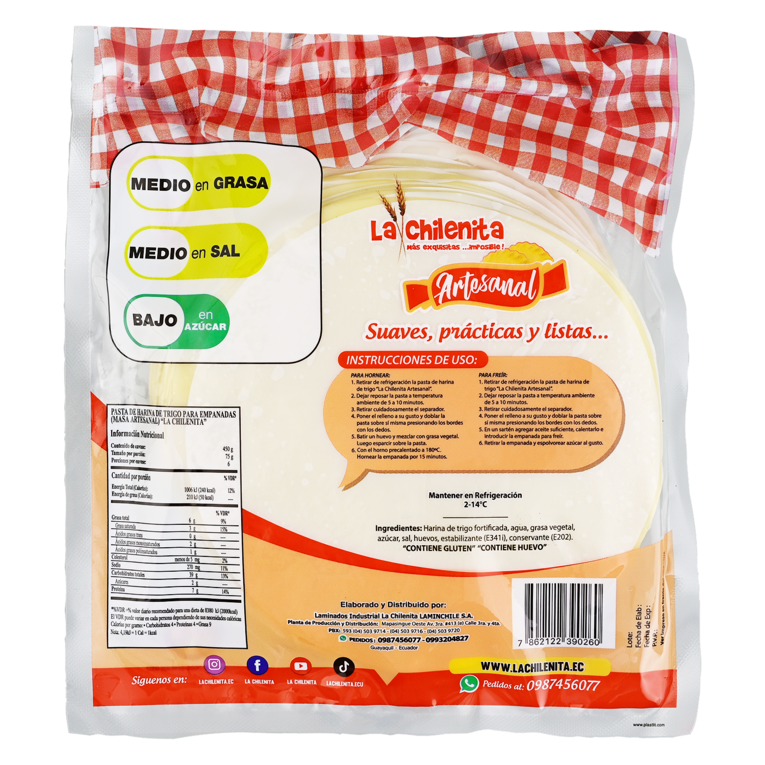 Masa Para Empanadas De Harina De Trigo LA CHILENITA 450 G