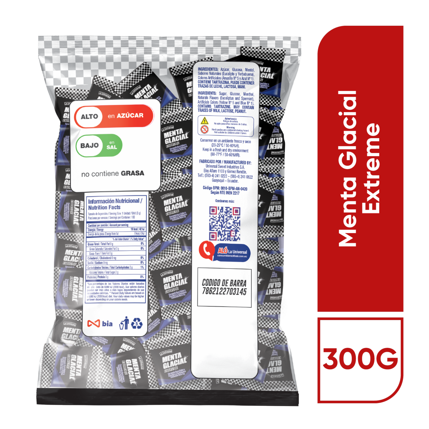 Caramelos Mentolado Extreme MENTA GLACIAL 300 G