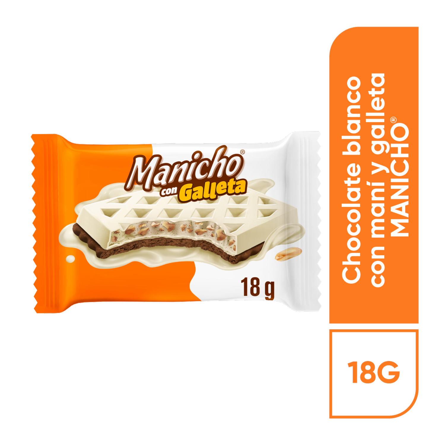 Chocolate Blanco Con Maní Y Galleta MANICHO 18 G