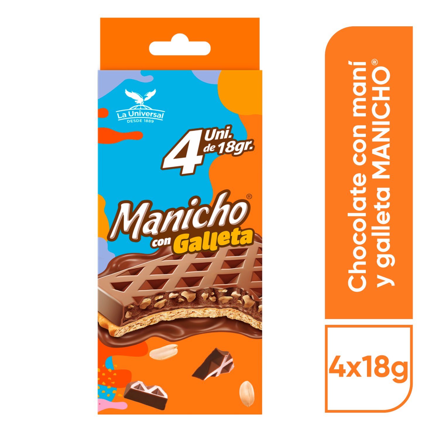 Chocolate Con Maní Y Galleta MANICHO 4X18 G