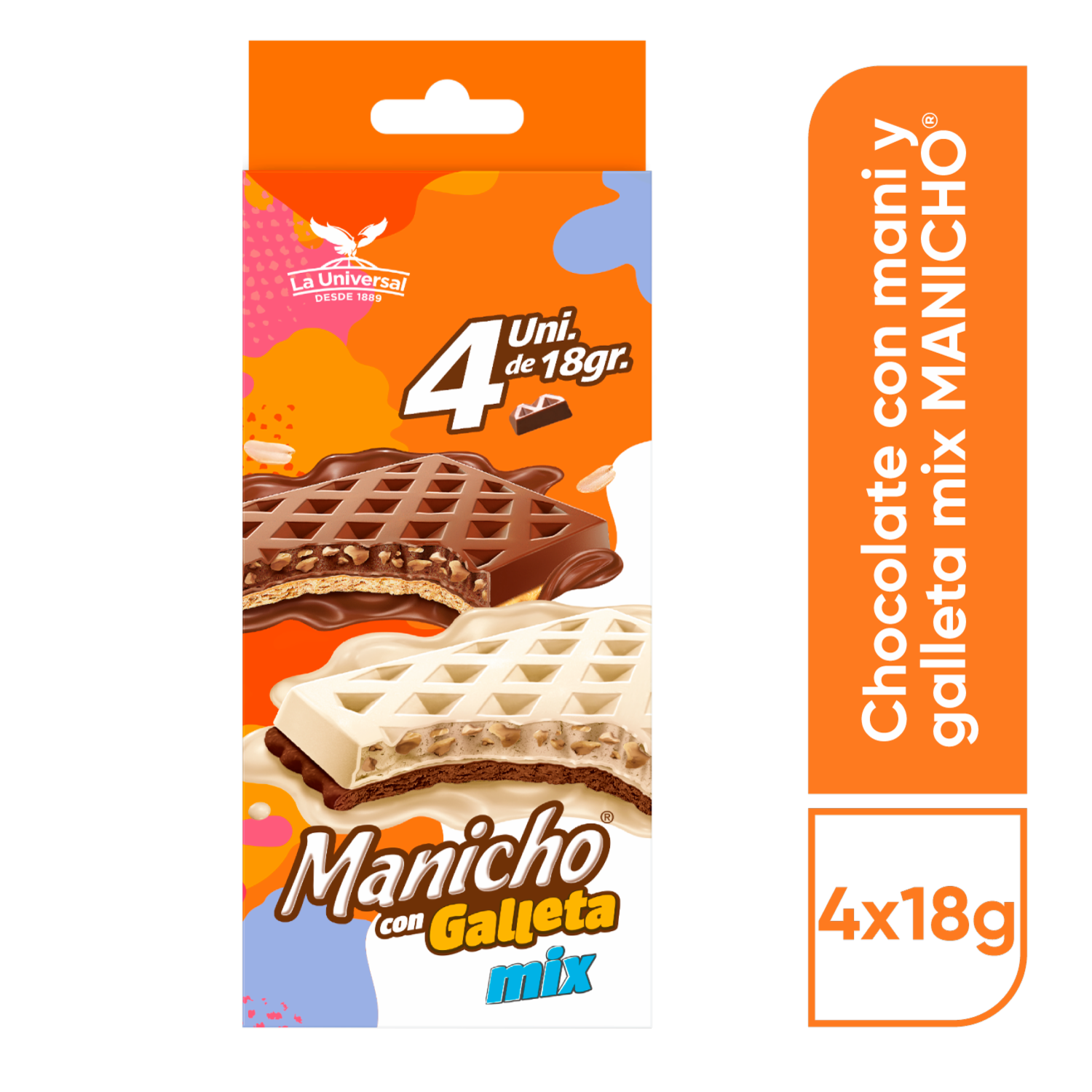 Chocolate Con Maní Y Galleta Mix MANICHO 4X18 G