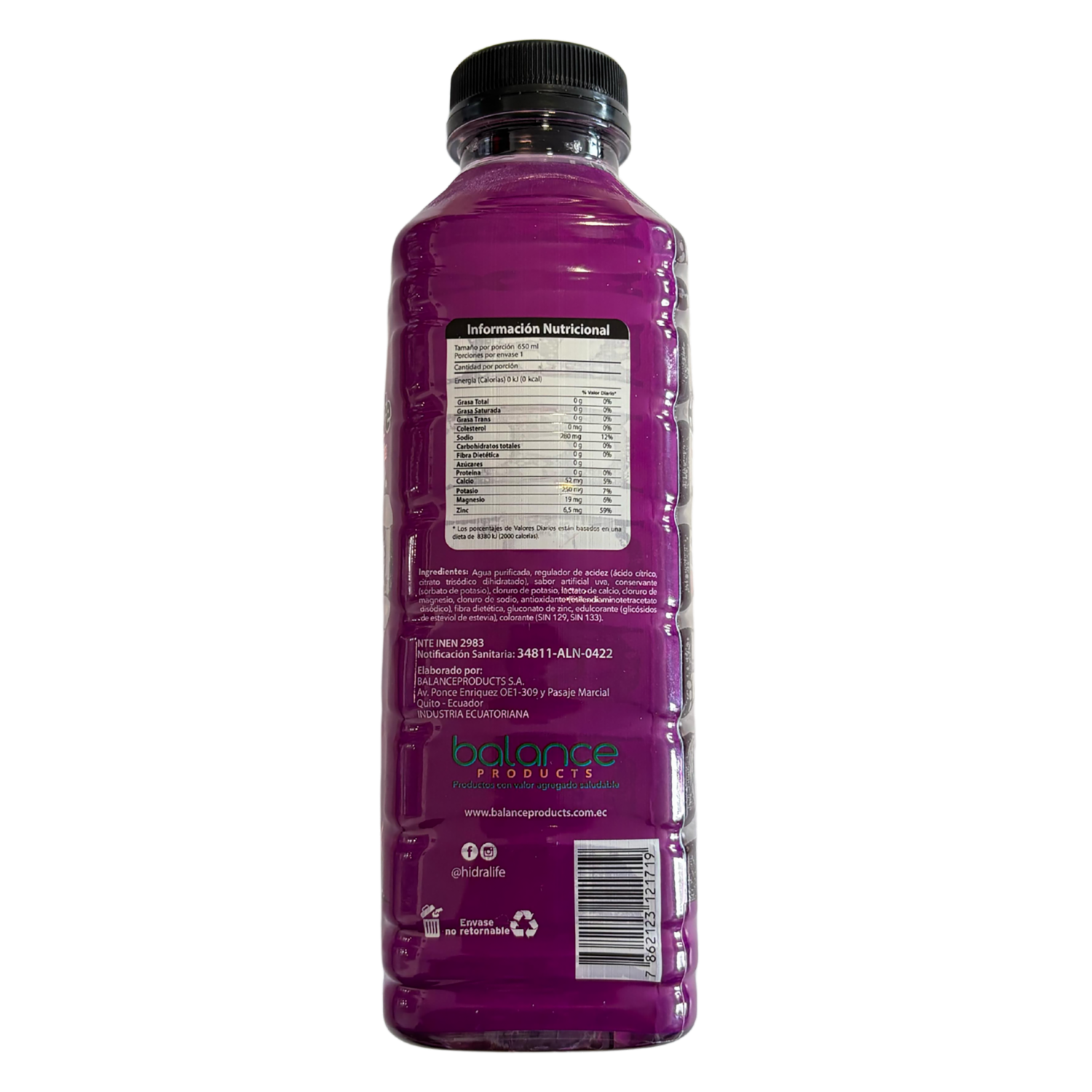 Suplemento Nutricional Hidratante Con Electrolitos Orales Sabor A Uva HIDRALIFE 650 Ml