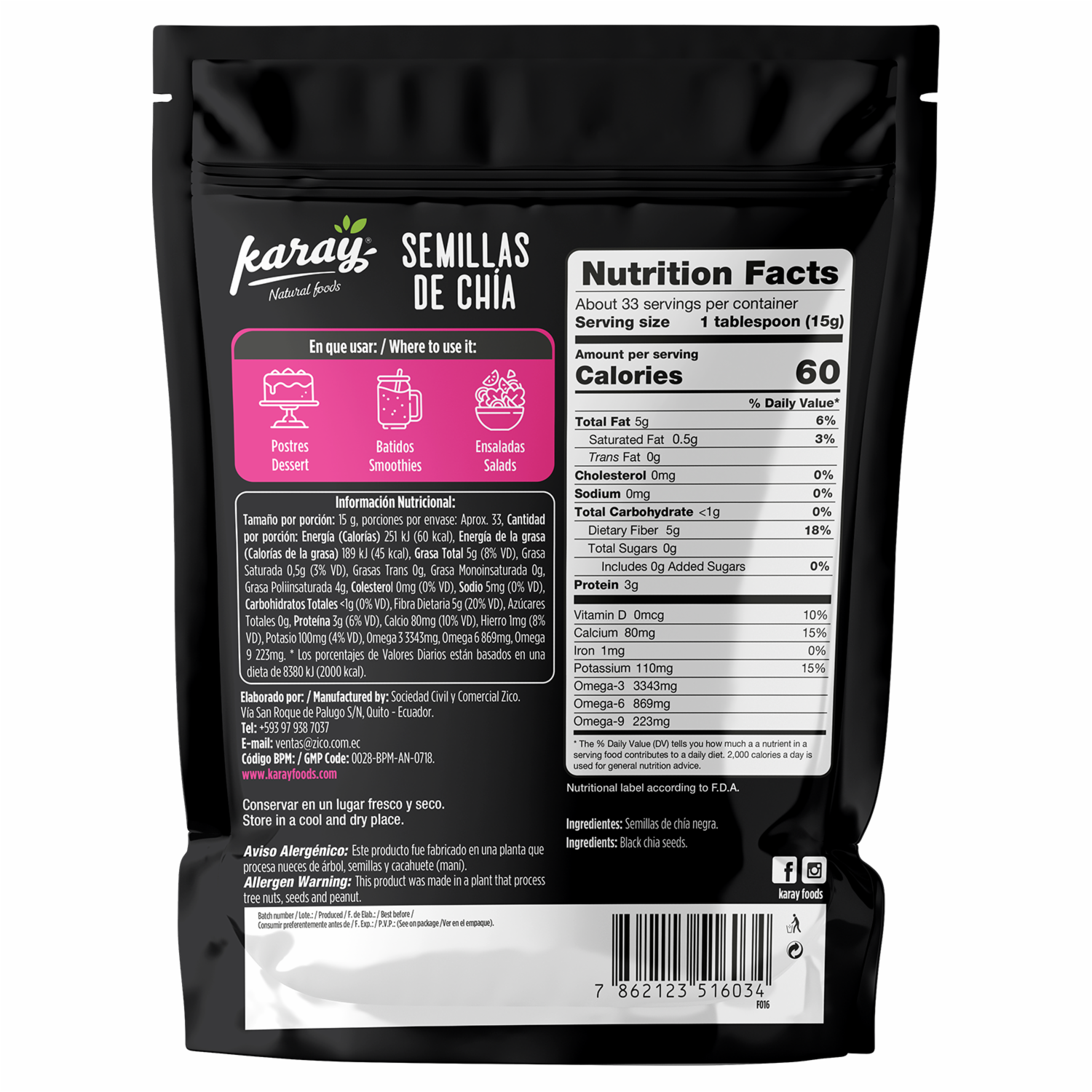 Chía Semillas KARAY 500 G