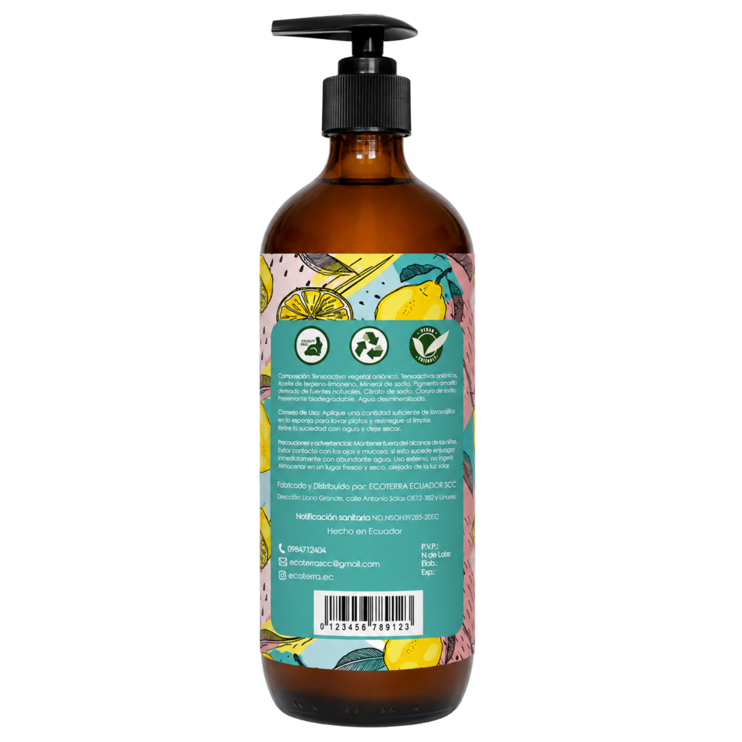 Lavavajillas Biodegradable Extracto Cítrico ECOTERRA 500 Ml