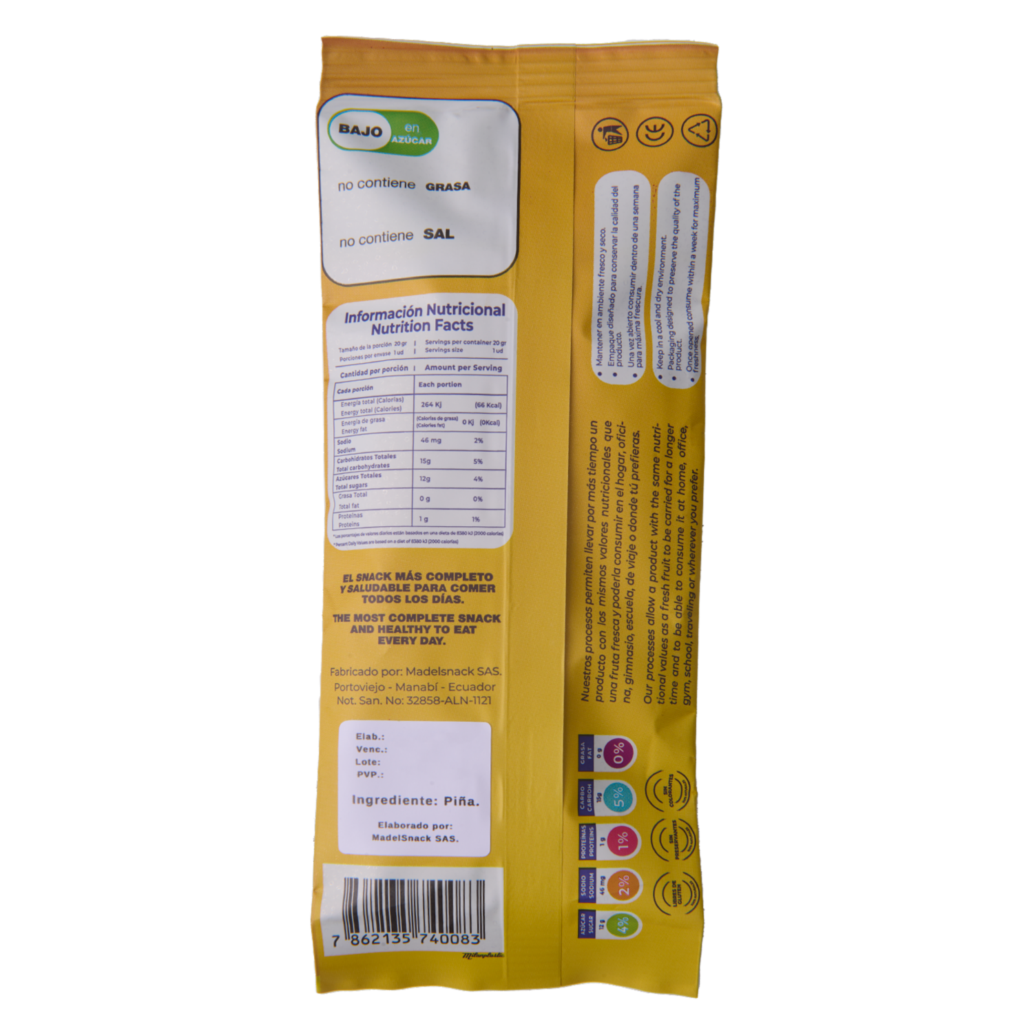 Piña Deshidratada MADELSNACK 20 G