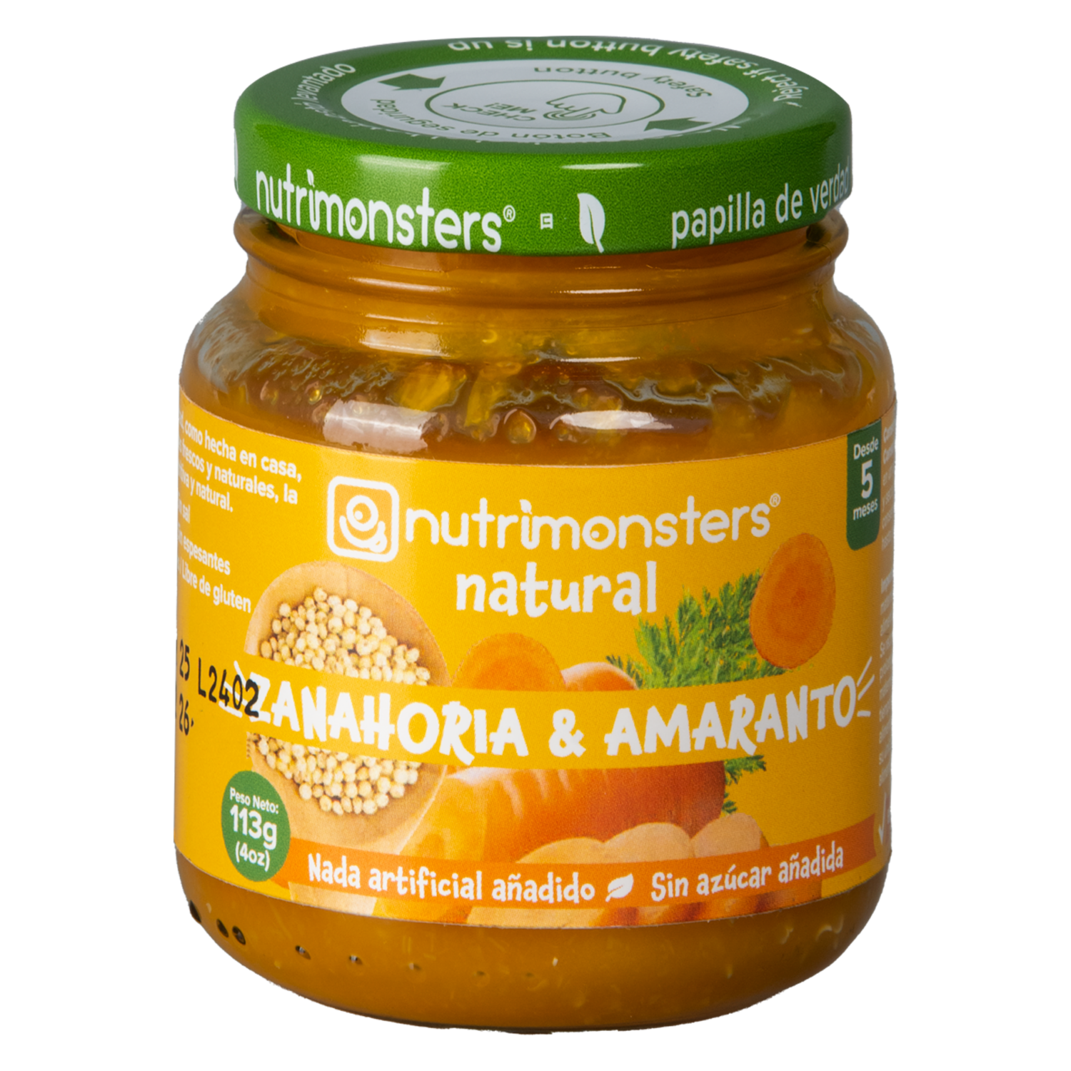 Compota Zanahoria Y Amaranto Sin Gluten NUTRIMONSTERS 113 G